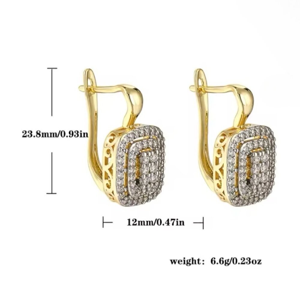 New Vintage Style Huggie Earrings CZ Pave Filigree 18k Plated Regency Victorian - Picture 6 of 8